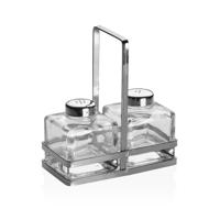 Peper- en Zoutvat Versa Zilverkleurig Metaal Kristal