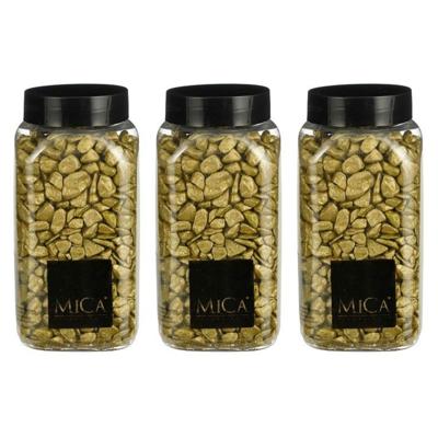 Mica Decorations decoratie steentjes - 3x - goud - 1 kilo - 650ml - hobby steentjes