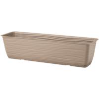 Plantenbak Balustrade - kunststof - beige - L40 x B17 x H14 cm - met opvang schotel - thumbnail