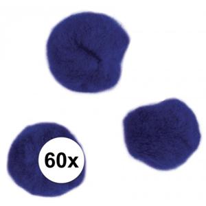 Rayher hobby knutselen pompons - 15 mm - blauw - 60x stuks - vormen/figuren/bolletjes