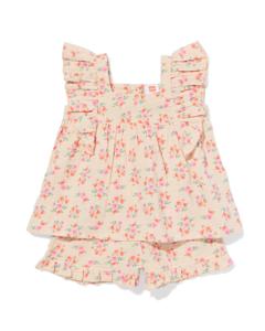HEMA Baby Kledingset Mousseline Bloemen Ecru (ecru)