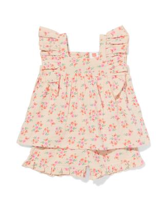 HEMA Baby Kledingset Mousseline Bloemen Ecru (ecru)