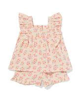 HEMA Baby Kledingset Mousseline Bloemen Ecru (ecru)