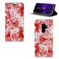 Mobiel BookCase Samsung Galaxy S9 Plus Angel Skull Rood