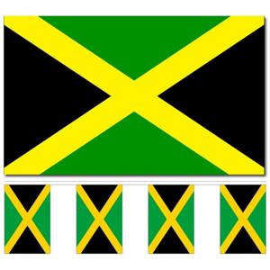 Jamaica versiering/feestartikelen set - vlag 90 x 150 cm - vlaggenlijn van 300 cm - landen