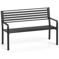 Tuinbank Metaal Weerbestendige Zitbank voor 2 Personen Ijzeren Bank voor Tuin Terras Balkon 127 x 56 x 82 cm Zwart