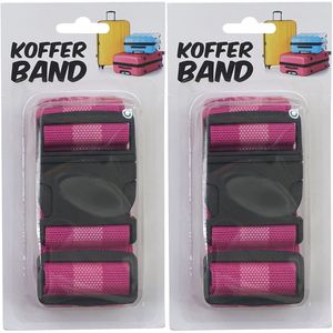 Kofferriem/bagageriem - 2x - 180 cm - roze