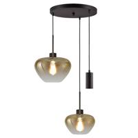 Masterlight Hanglamp Genua 2+1 lichts Ø 35 cm amber zwart Masterlight Hanglamp Genua 2+1 lichts Ø 35 cm amber zwart