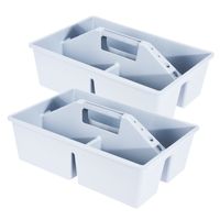 2x stuks gereedschap opbergbox/opbergdoos/mand wit met handvat 39 x 26 x 12 cm kunststof