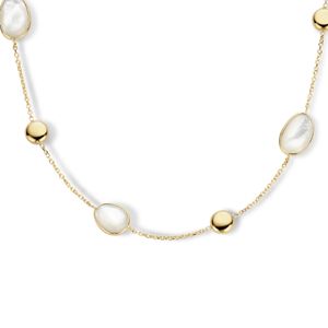Ketting geelgoud-parelmoer goudkleurig-wit 42 - 45 - 48 cm