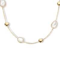 Ketting geelgoud-parelmoer goudkleurig-wit 42 - 45 - 48 cm