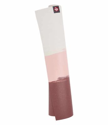 Manduka eKO SuperLite Yogamat Rubber Rood-Roze-Grijs 1.5 mm - Clay Stripe - 180 x 61 cm