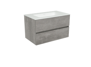 Storke Edge zwevend badkamermeubel 80 x 46 cm beton donkergrijs met Mata enkele wastafel in matte Solid Surface