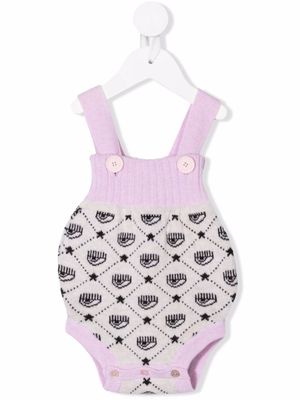 Chiara Ferragni Kids barboteuse en maille intarsia - Tons neutres