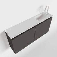 Toiletmeubel Mondiaz Ture | 100 cm | Meubelkleur Dark grey | Eden wastafel Talc Rechts | 1 kraangat