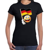 Duitsland supporter / fan emoticon t-shirt zwart voor dames