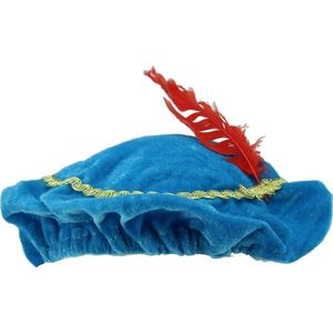 Pietenmuts - Barret – Velours – One Size – Blauw