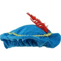 Pietenmuts - Barret – Velours – One Size – Blauw - thumbnail