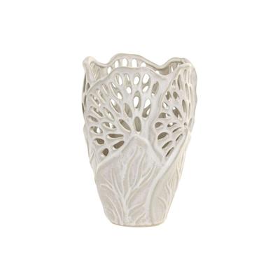 Vaas Home ESPRIT Wit Keramisch Blad van een plant 18 x 18 x 25 cm