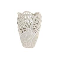 Vaas Home ESPRIT Wit Keramisch Blad van een plant 18 x 18 x 25 cm