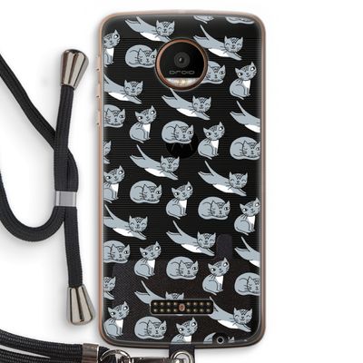 Poezen: Motorola Moto Z Force Transparant Hoesje met koord