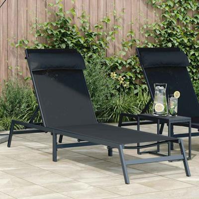 Ligstoel 1-persoon Zwart 197 x 54 x 86 cm Staal en textilene