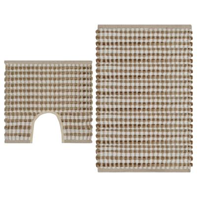 VidaXL Badmattenset handgeweven jute en stof naturel en wit