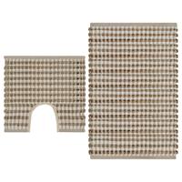VidaXL Badmattenset handgeweven jute en stof naturel en wit