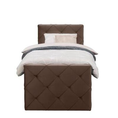 Boxspring met opbergruimte en voetbord Liv geruit - bruin - 90x200cm - Leen Bakker