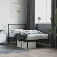 Bedframe met hoofdbord metaal zwart 107x203 cm