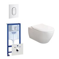 Villeroy & Boch Subway 2.0 ViFresh toiletset met slimseat softclose en quick release en bedieningsplaat verticaal wit 0729205/0729242/ga91964/sw60341/