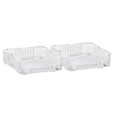Vierkante glazen transparante asbak - 2x stuks - 10 x 10 x 4 cm