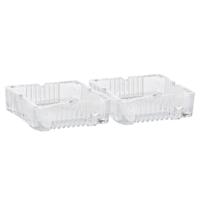 Vierkante glazen transparante asbak - 2x stuks - 10 x 10 x 4 cm