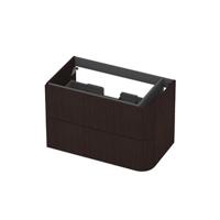 INK - Rechts Afgeronde Onderkast Fineer 2 Laden Softclose met Gefreesd Front Tbv Grepen - 800x450x520 Mm - Dark Veneer