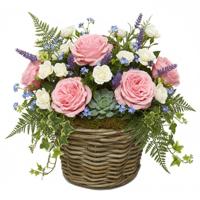 Wandhanger mand - bruin - 29 x 18 x 20 cm - rotan - gevlochten - voor bloemen/planten