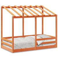 Kinderbed met bedhuis 70x140 cm massief grenenhout wasbruin - thumbnail