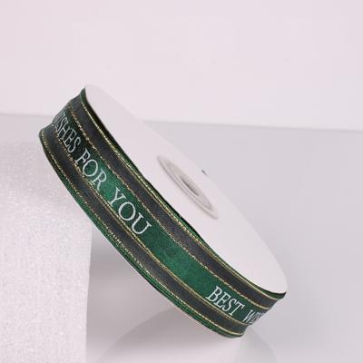Engelse letter gekleurde gedrukte linten Phnom Penh gift boeket linten bowknot bloemen verpakking Ribands grootte: 45m x 2.5 cm (groen)