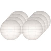 8x Witte bruiloft versiering lampionnen rond 25 cm   -