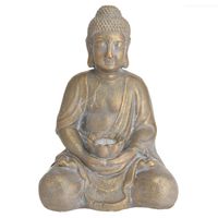 1x Boeddha beeld goud met solar verlichting 44 cm - Tuinbeelden - thumbnail