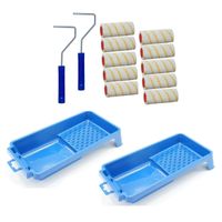 10x verfrollers incl 2 rollerbeugels en 2 verfbakjes 10 cm