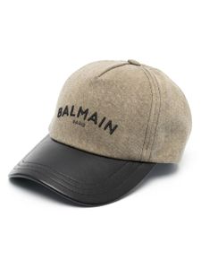 Balmain logo-embroidered cotton cap - Vert