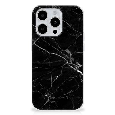 iPhone 15 Pro | TPU | Siliconen hoesje | Marmer Zwart - Origineel Cadeau Vader