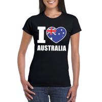 Australie supporters kleding t-shirt - voor dames - zwart - met vlag kleuren print - korte mouwen