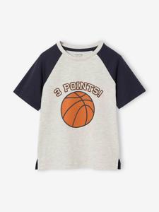 Sportshirt voor jongens met reliëf-effect gemêleerd wit
