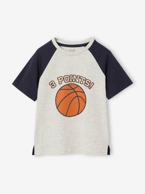 Sportshirt voor jongens met reliëf-effect gemêleerd wit