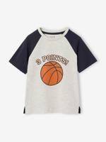 Sportshirt voor jongens met reliëf-effect gemêleerd wit