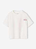 Bedrukt meisjesshirt met korte mouwen ecru