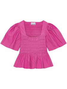 GANNI blouse à coupe péplum - Rose