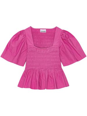 GANNI blouse à coupe péplum - Rose