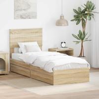 Bedframe met lade Sonoma Eiken 75 x 190 cm Bewerkt hout